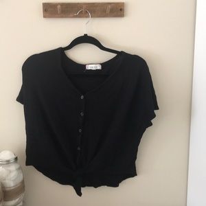 Pink Rose Black Button Down Shirt